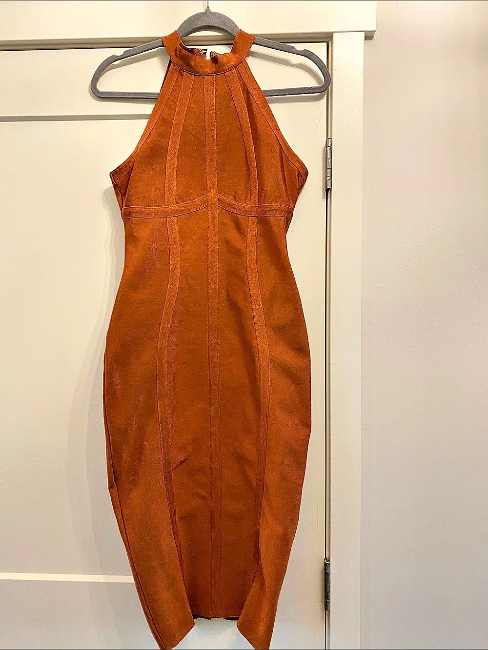 Fashion Nova Kamila Bandage Midi Dress Rust Brown Large